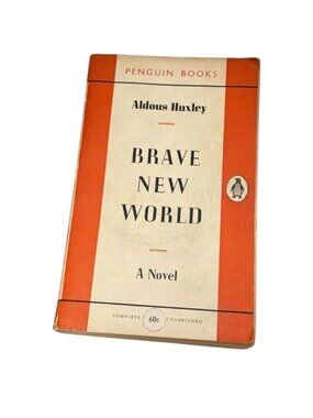 Brave New World Aldous Hulexy Penguin Orange PB Book Orange 1955